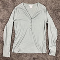 Athleta Womens Ribbed Henley Long Sleeve Top light Green Size Large