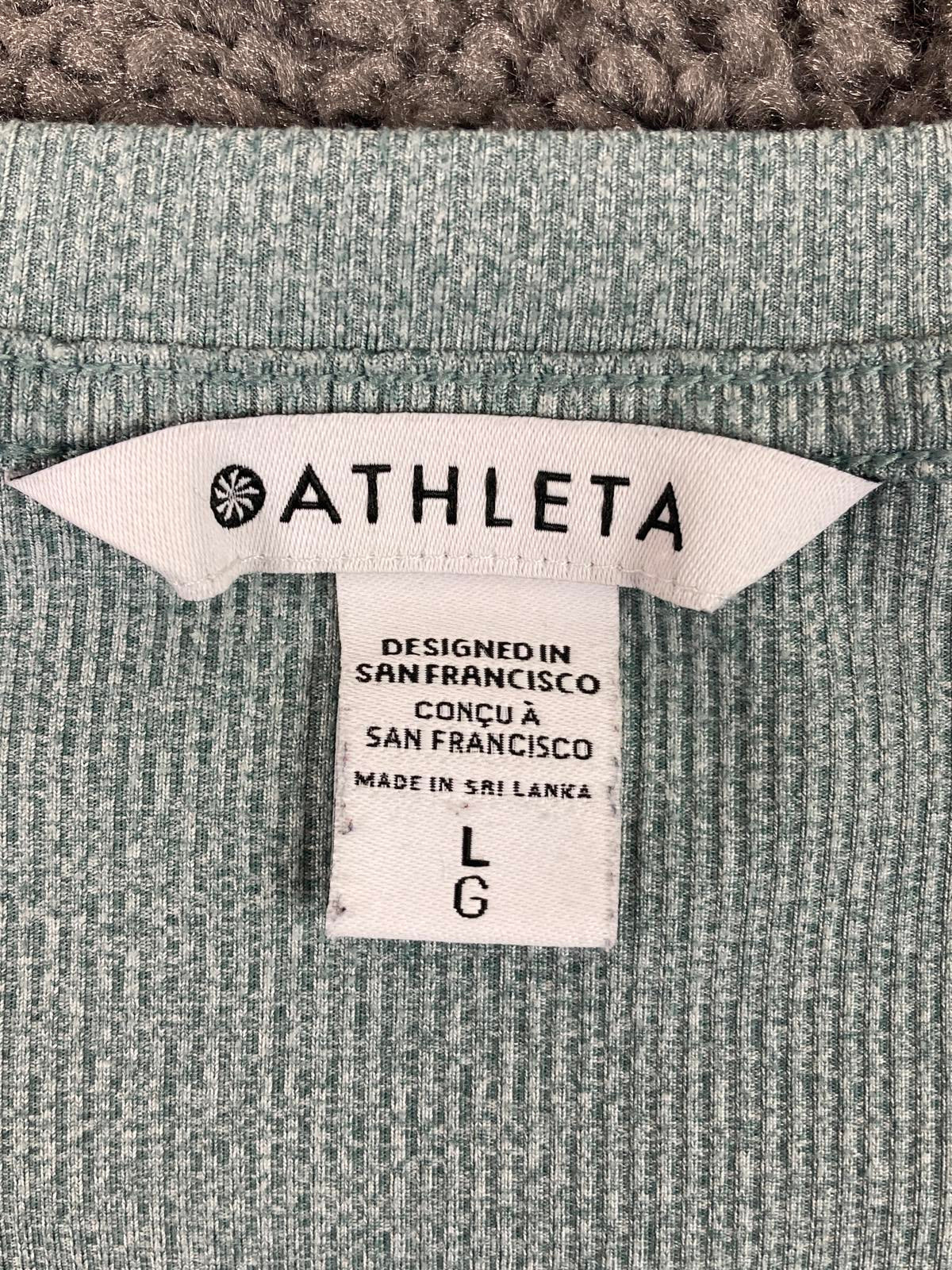 Athleta Womens Ribbed Henley Long Sleeve Top light Green Size Large