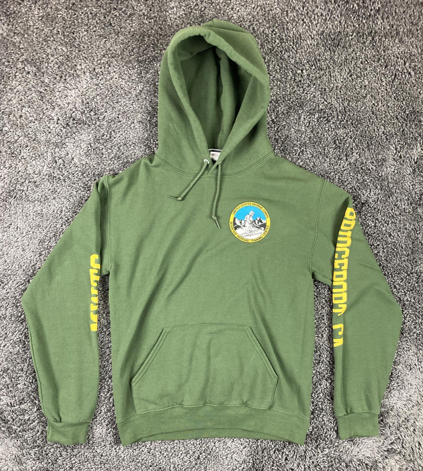 USMC Mountain Warfare Training Center Hoodie MWTC Bridgeport CA Green Sz S