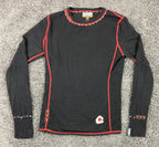 Meister Merino Wool Base Layer Top Women's Black Red Trim Sz S