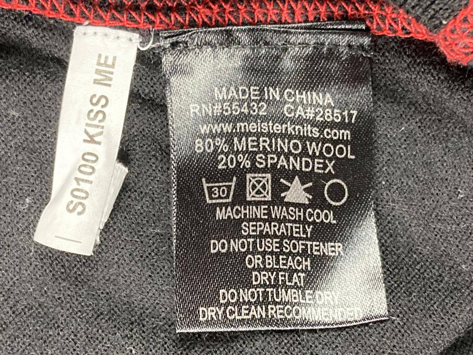 Meister Merino Wool Base Layer Top Women's Black Red Trim Sz S