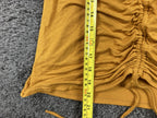 Nanette Lepore Mustard Gold Ruched Cinch Front Bell Sleeve Top Sz Large