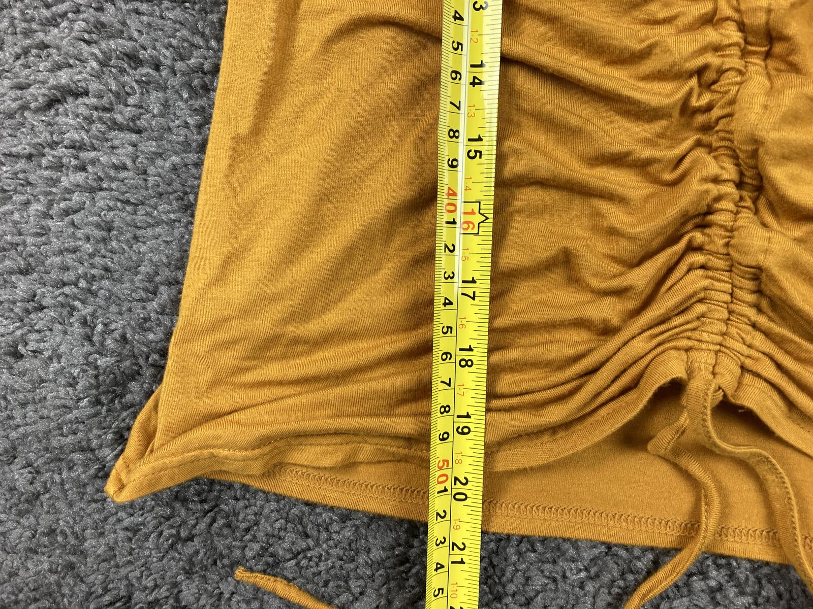 Nanette Lepore Mustard Gold Ruched Cinch Front Bell Sleeve Top Sz Large