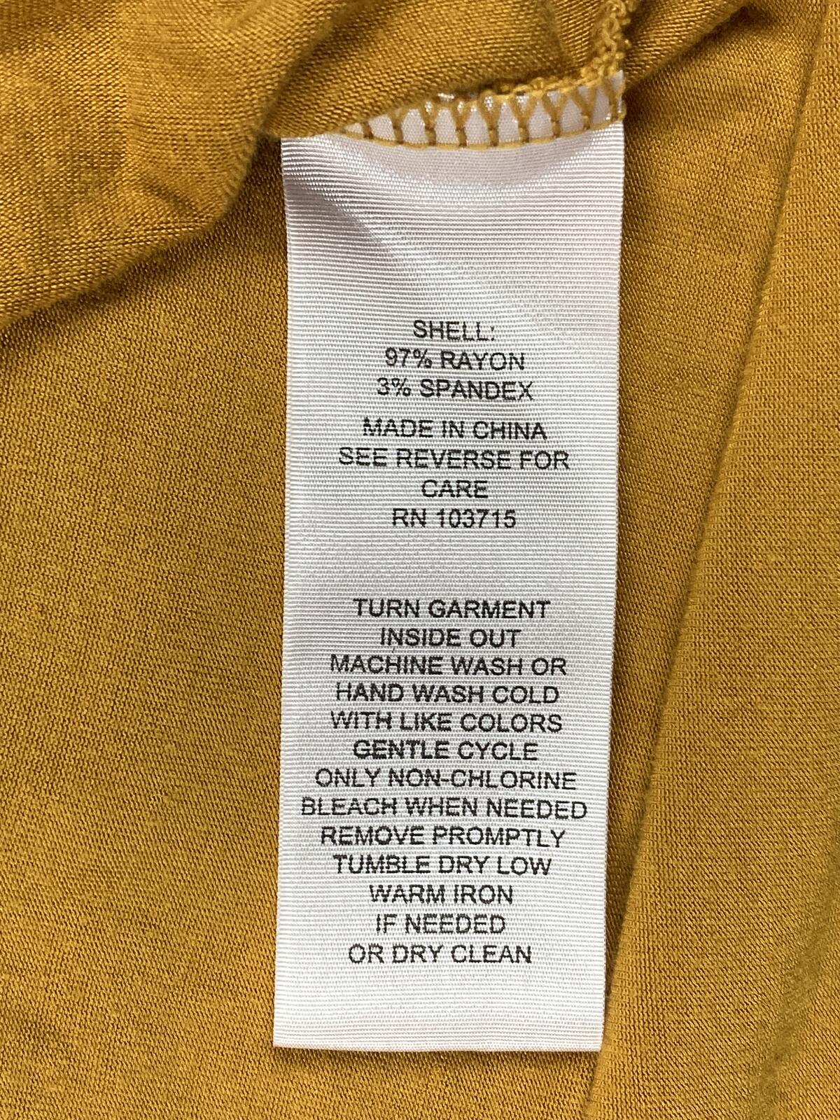 Nanette Lepore Mustard Gold Ruched Cinch Front Bell Sleeve Top Sz Large