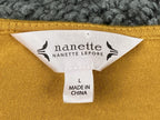 Nanette Lepore Mustard Gold Ruched Cinch Front Bell Sleeve Top Sz Large