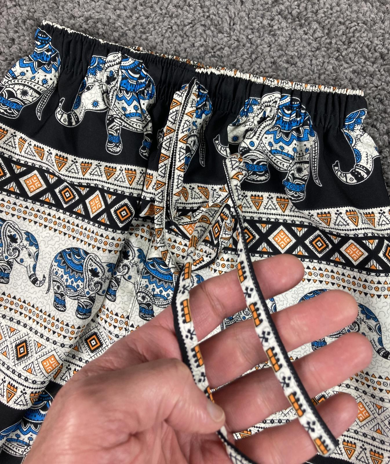 Unbranded Harem Pants Women's Multicolored Elephant Graphic One Size Drawstring