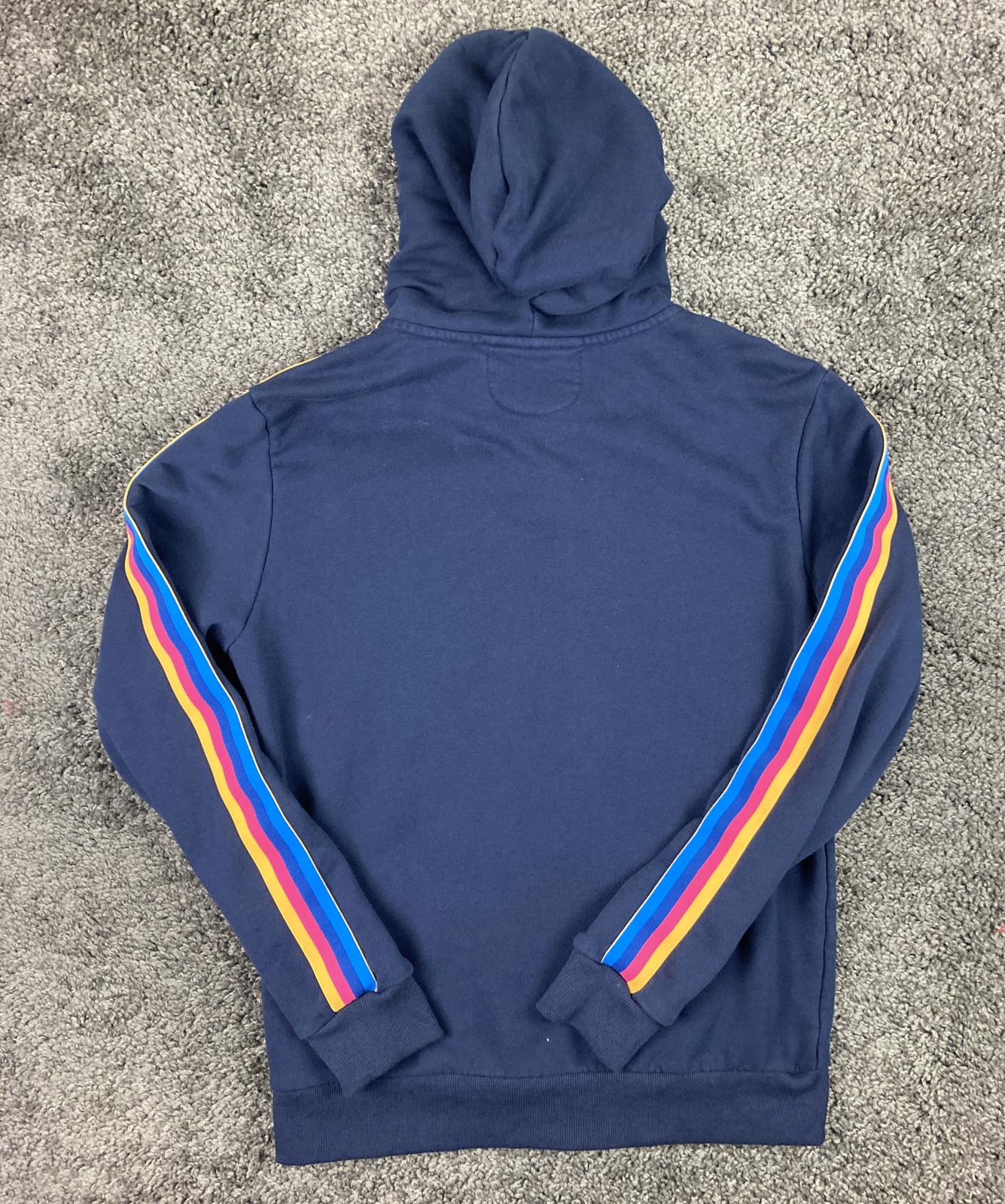 Amazon Accelerate Men’s Zip Hoodie Navy Stripe Sleeve Sweatshirt M