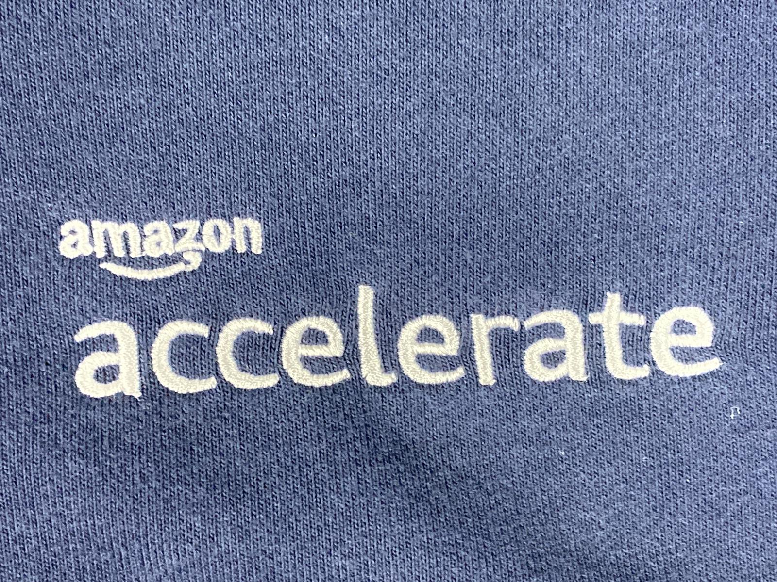 Amazon Accelerate Men’s Zip Hoodie Navy Stripe Sleeve Sweatshirt M