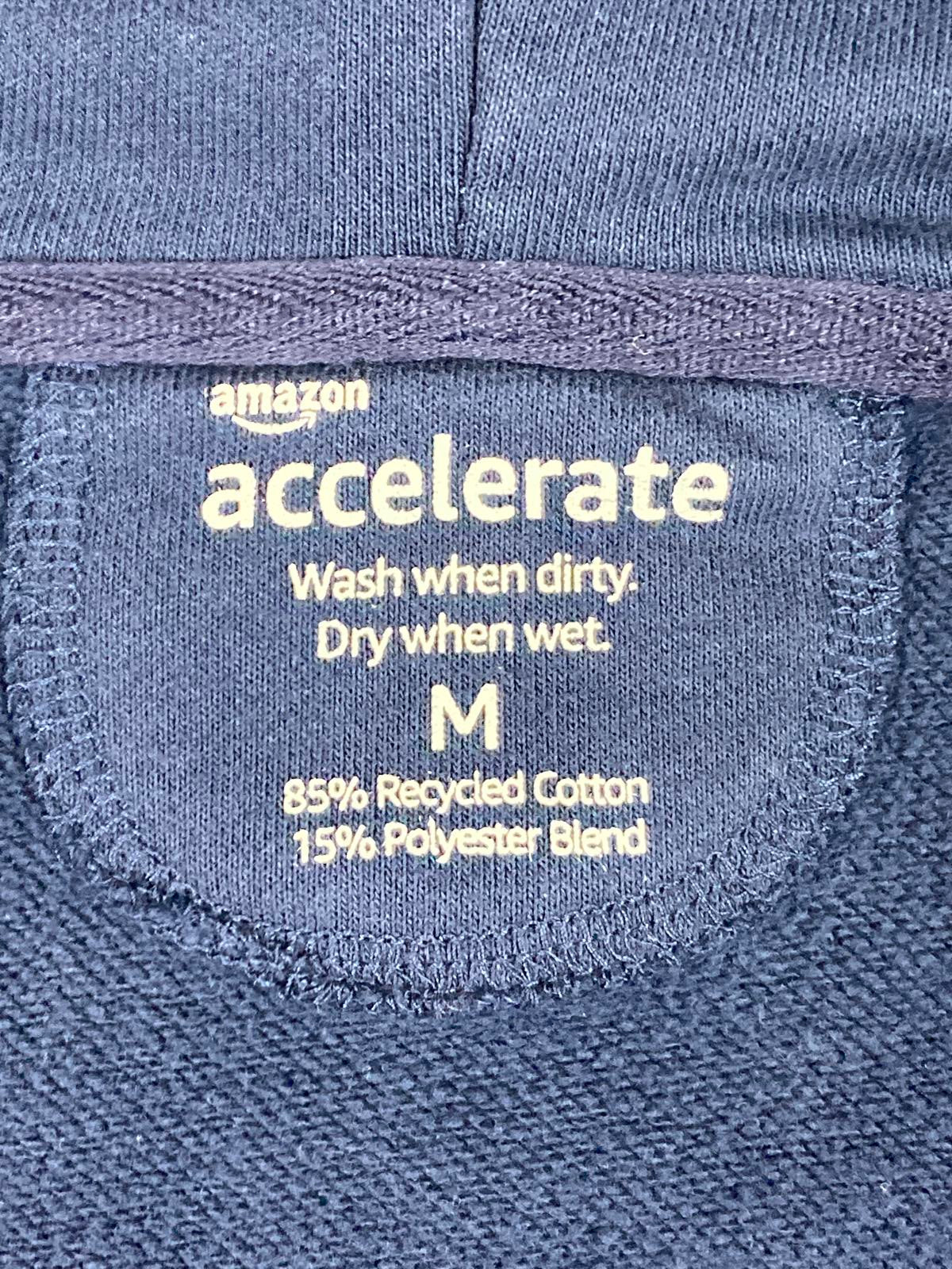 Amazon Accelerate Men’s Zip Hoodie Navy Stripe Sleeve Sweatshirt M