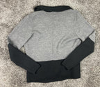 Halogen Women Merino Wool Blend Knit Cardigan Blazer Gray Black Size M