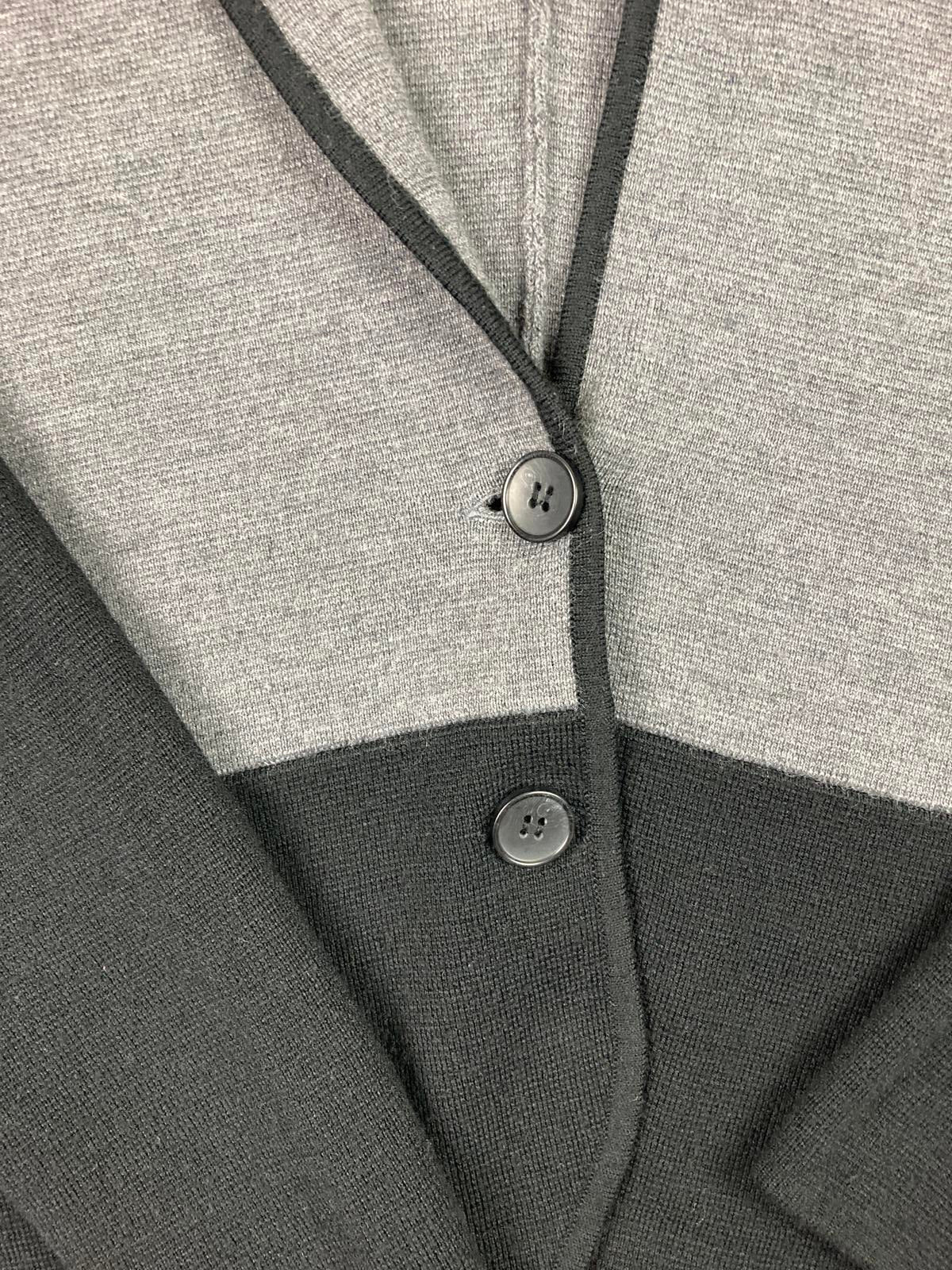 Halogen Women Merino Wool Blend Knit Cardigan Blazer Gray Black Size M