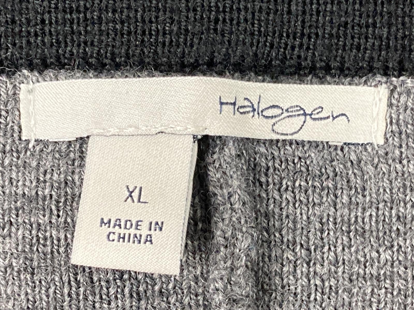 Halogen Women Merino Wool Blend Knit Cardigan Blazer Gray Black Size M