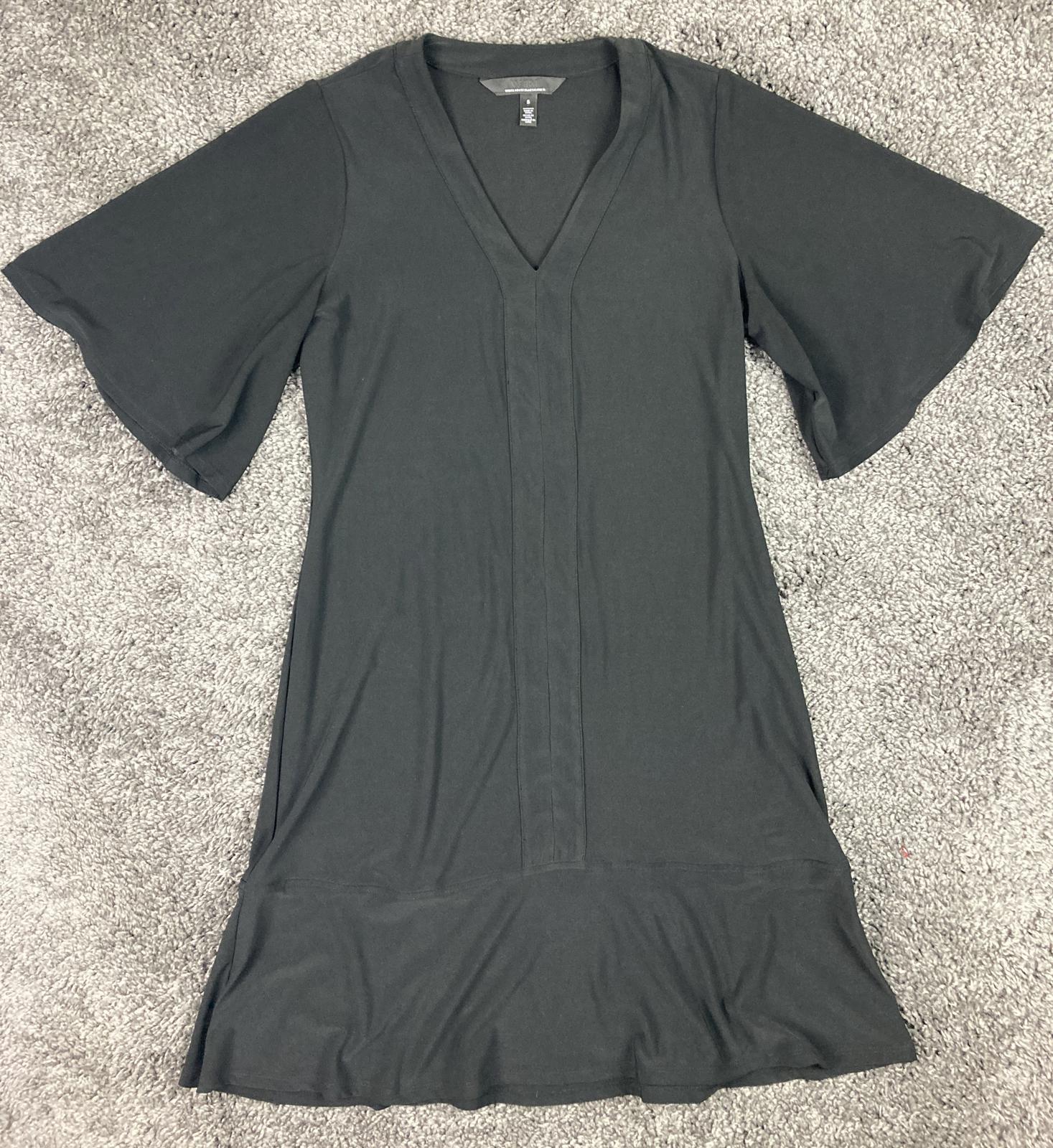 White House Black Market Dress Black V-Neck Short Sleeve Size S