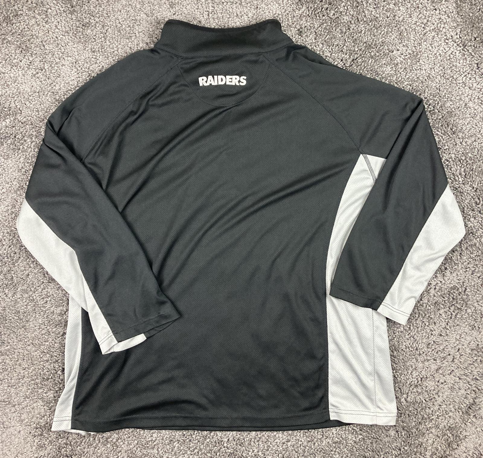 Fanatics NFL Raiders Half Zip Pullover Jacket Mens 2XL Black Gray Performance