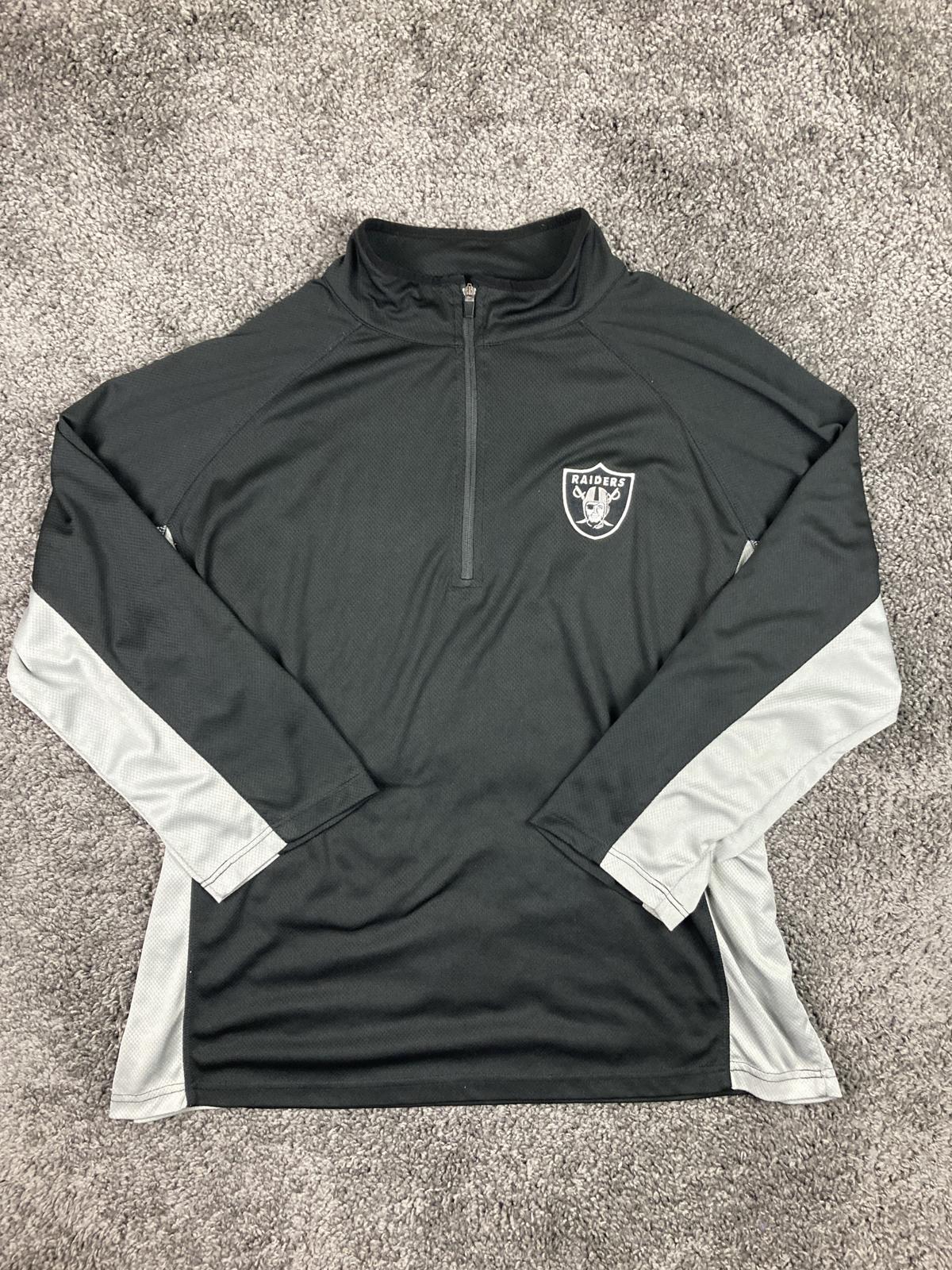 Fanatics NFL Raiders Half Zip Pullover Jacket Mens 2XL Black Gray Performance