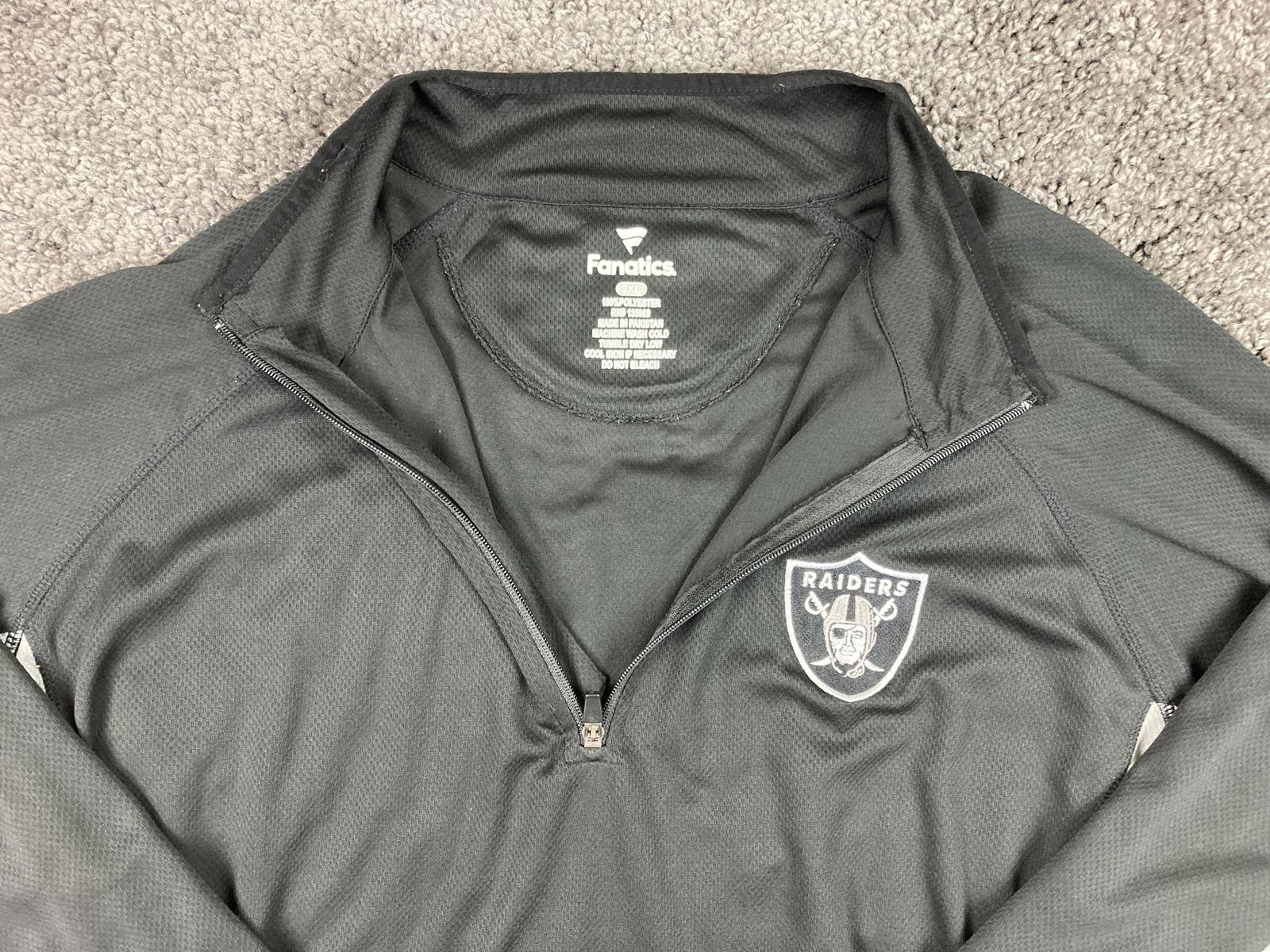 Fanatics NFL Raiders Half Zip Pullover Jacket Mens 2XL Black Gray Performance