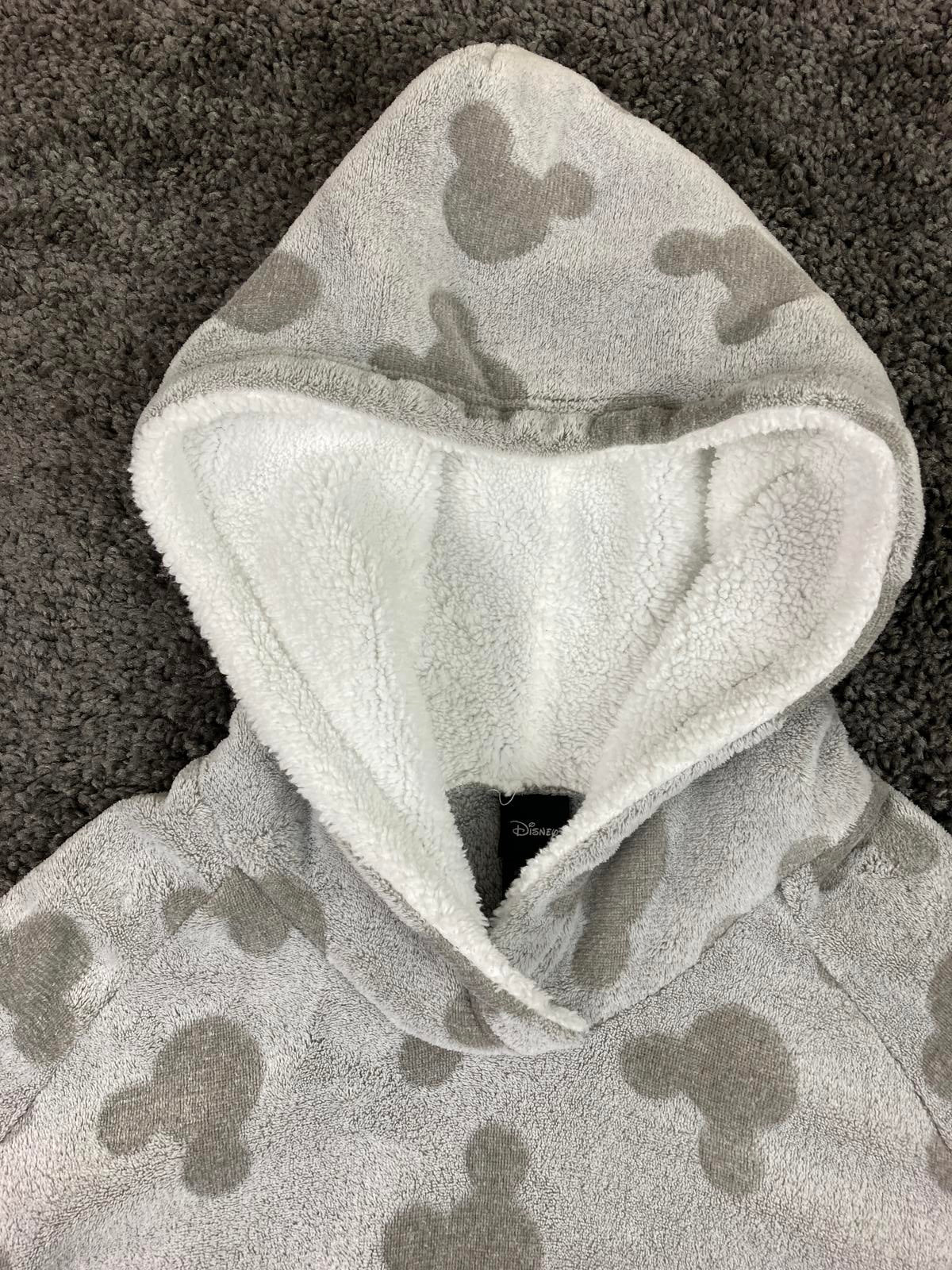 Disney Mickey Mouse Womens Gray Sherpa Fleece Hoodie Tunic Size S