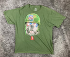 Way To Celebrate Patriotic Bulldog T-Shirt Mens Green Military Helmet USA Dog XL