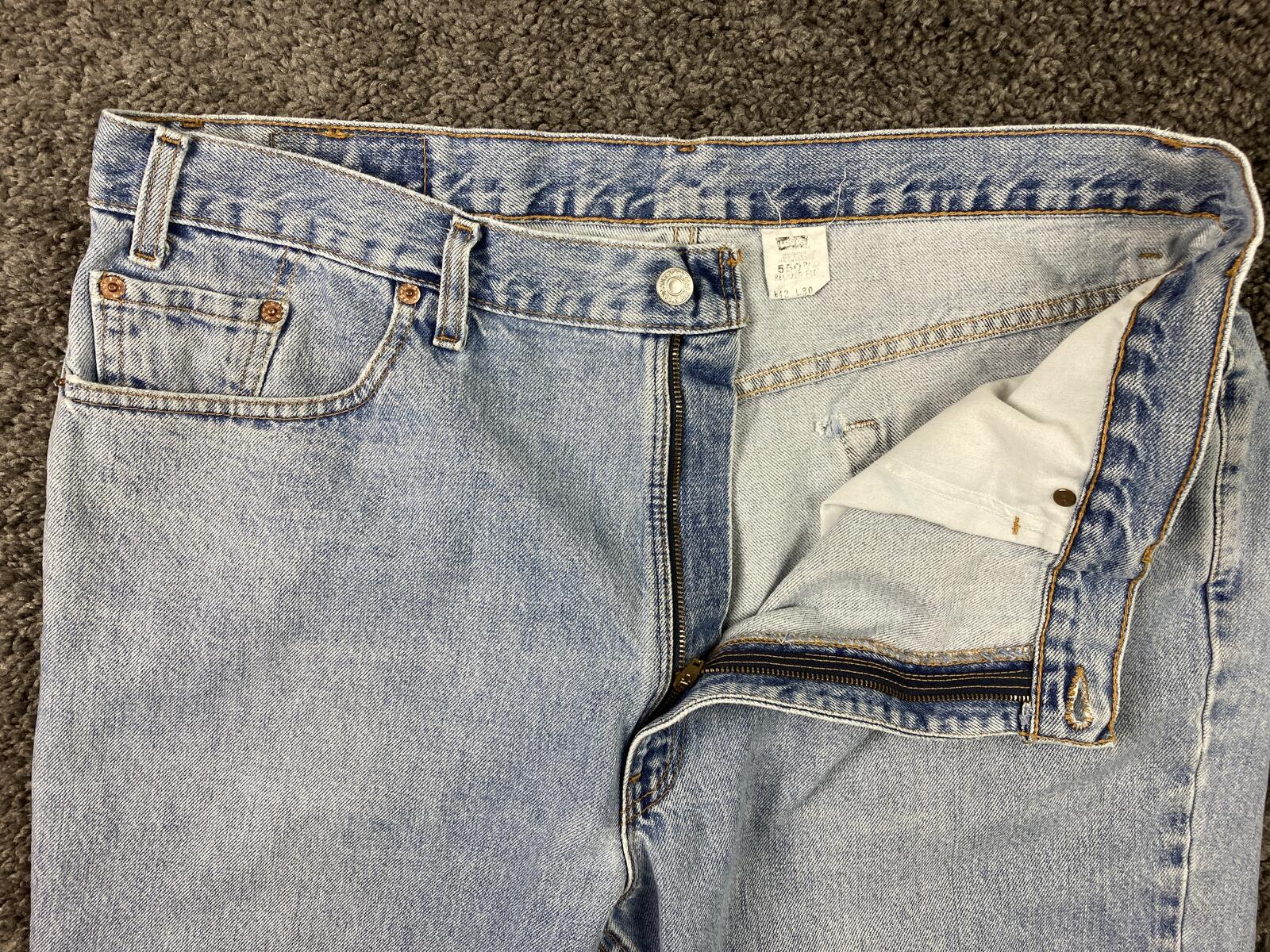 Vintage Levi's 550 Made in USA Relaxed Fit Tapered Leg Jeans Oct 1999 Sz 42x30