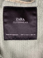 ZARA Womens Olive Green Corduroy Jacket Oversized Shacket Trucker Raw Hem Sz S