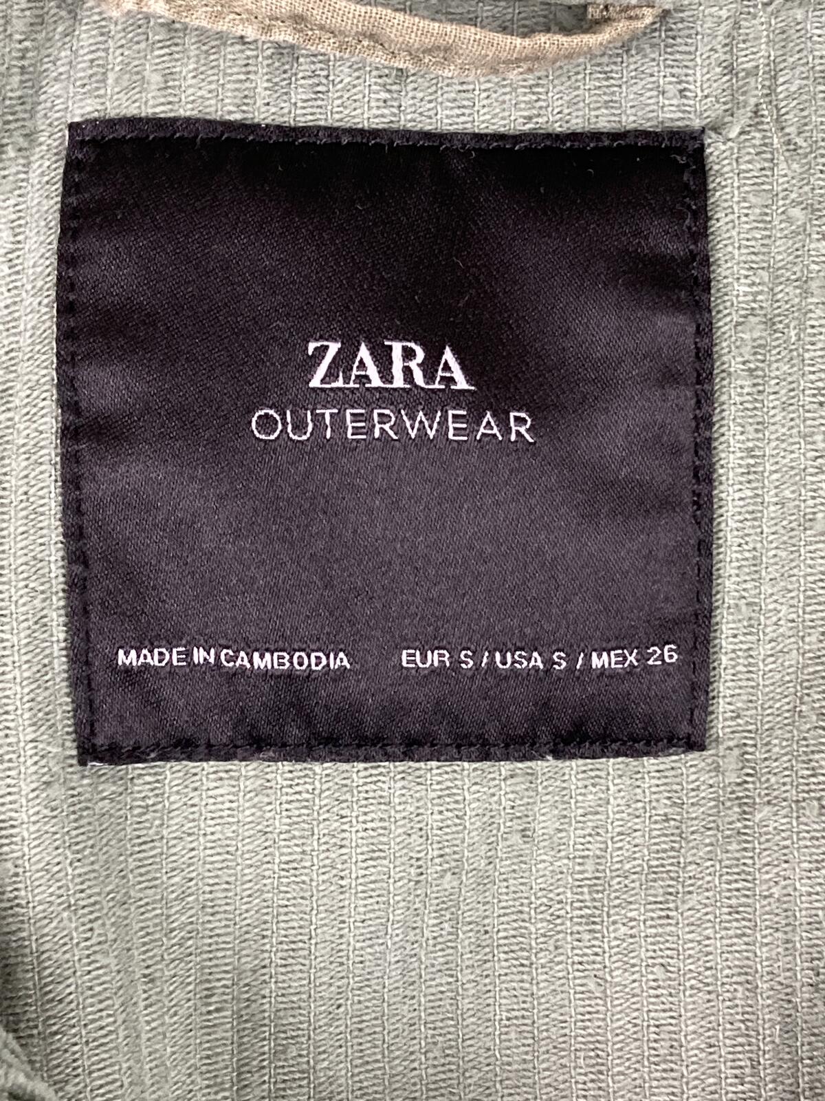 ZARA Womens Olive Green Corduroy Jacket Oversized Shacket Trucker Raw Hem Sz S