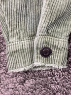 ZARA Womens Olive Green Corduroy Jacket Oversized Shacket Trucker Raw Hem Sz S