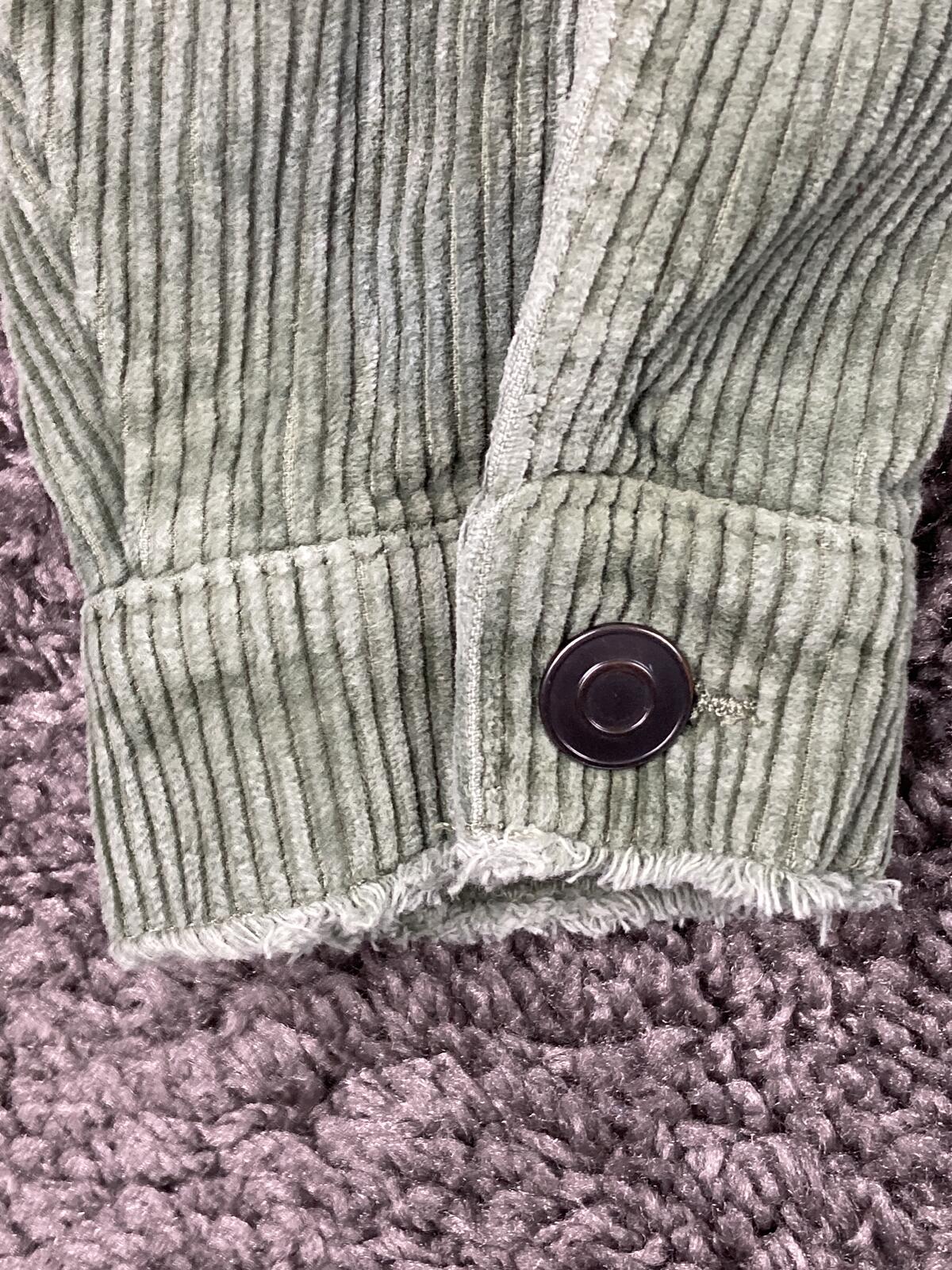 ZARA Womens Olive Green Corduroy Jacket Oversized Shacket Trucker Raw Hem Sz S