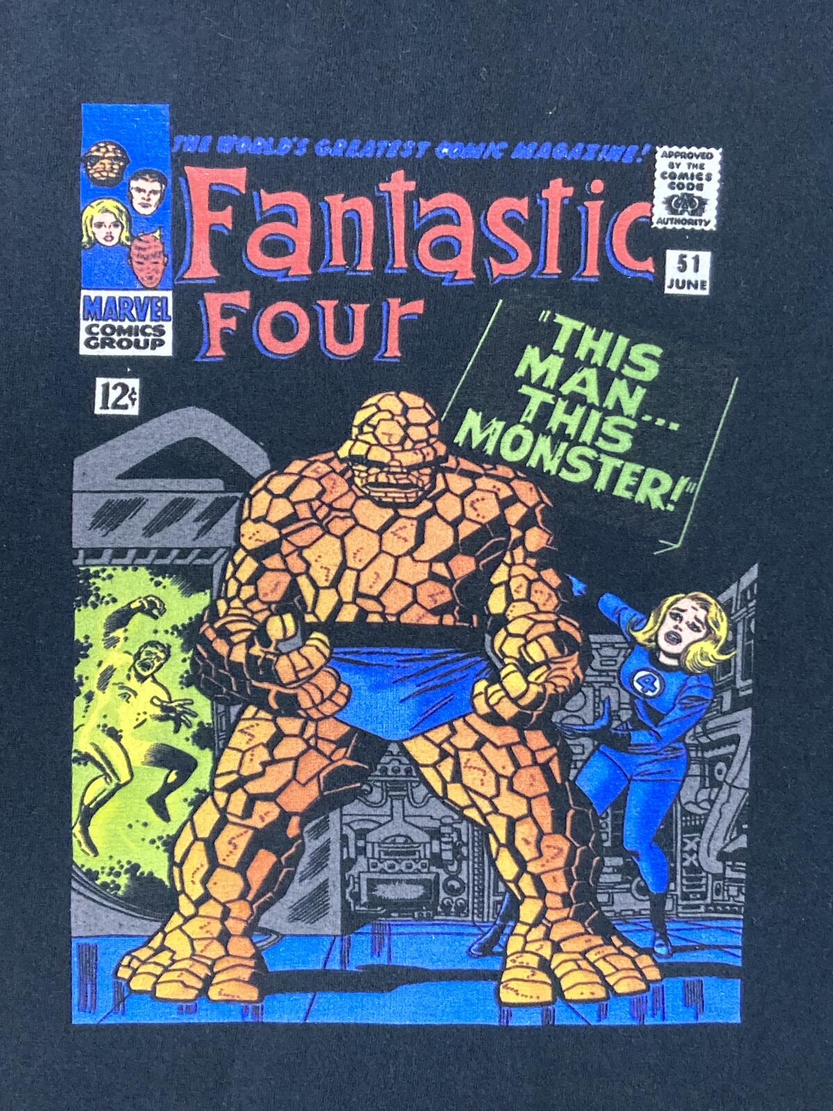 Marvel Fantastic Four T-Shirt Men Black The Thing Comic Cover 51 Reprint Sz 2XL