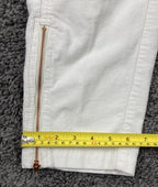 Anthropologie Pilcro Corduroy Cargo Pants White High Rise Ankle Zip Slim Size 30