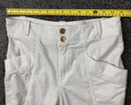 Anthropologie Pilcro Corduroy Cargo Pants White High Rise Ankle Zip Slim Size 30