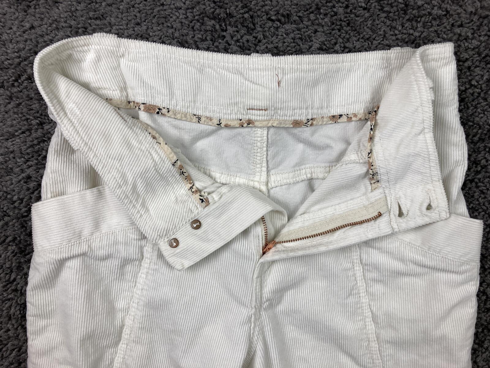 Anthropologie Pilcro Corduroy Cargo Pants White High Rise Ankle Zip Slim Size 30