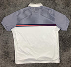 Mizzen+Main Men’s Golf Shirt  Classic Performance Polo White Blue Stripe Size XL