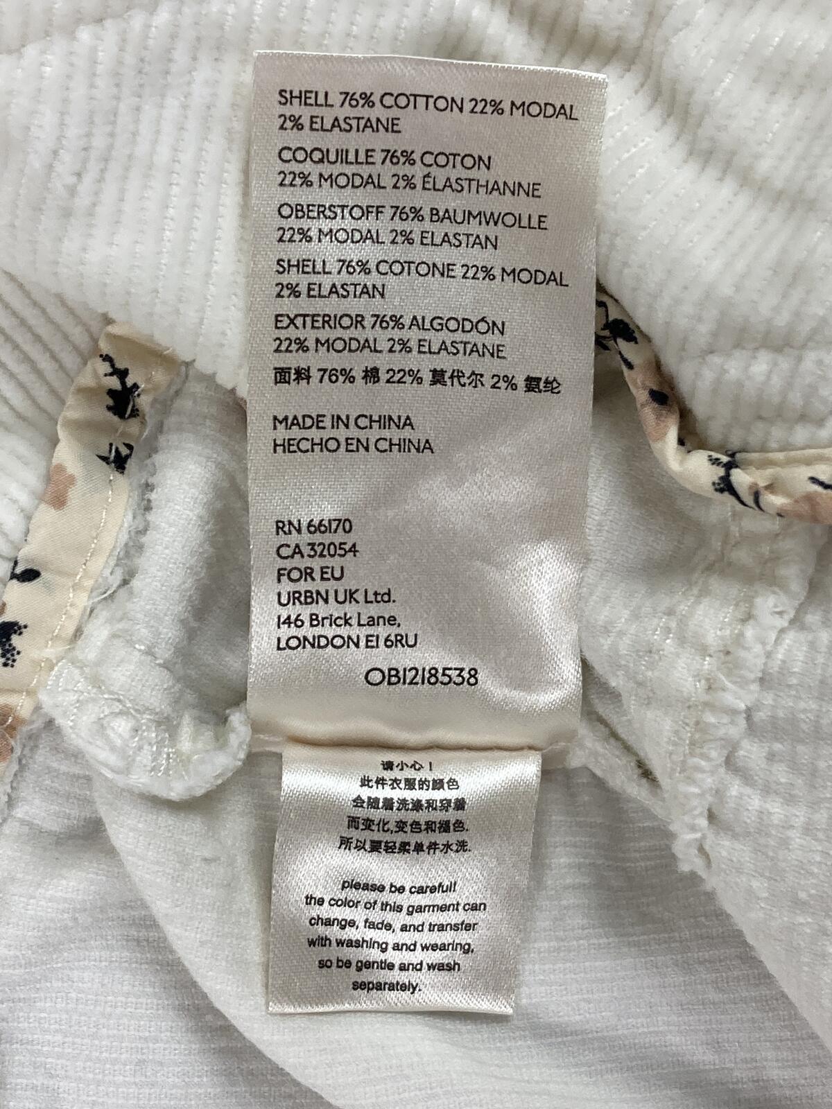 Anthropologie Pilcro Corduroy Cargo Pants White High Rise Ankle Zip Slim Size 30