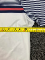 Mizzen+Main Men’s Golf Shirt  Classic Performance Polo White Blue Stripe Size XL