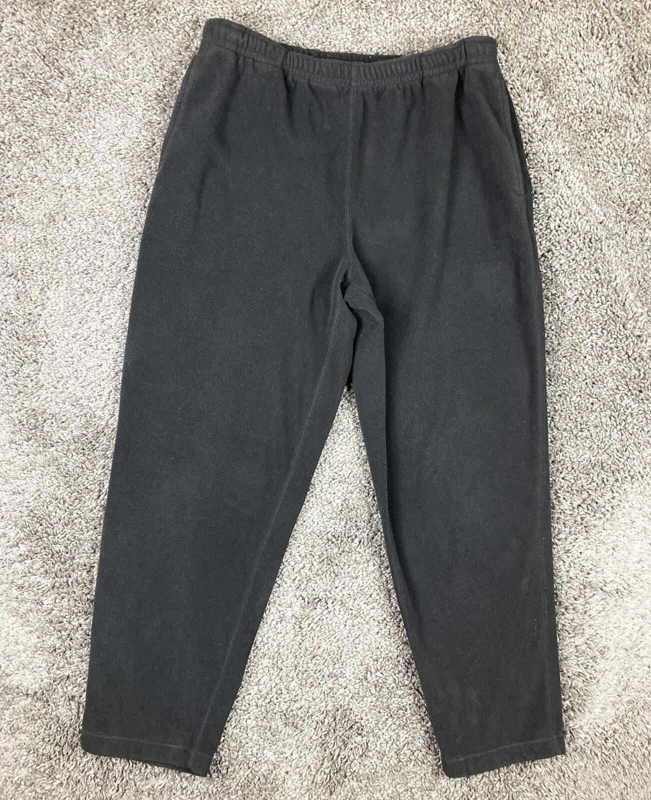 Vintage 90s EMS Eastern Mountain Sports Mens Black Fleece Pants Zipper Pockets M
