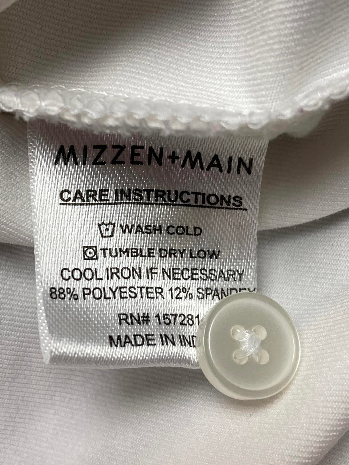 Mizzen+Main Men’s Golf Shirt  Classic Performance Polo White Blue Stripe Size XL