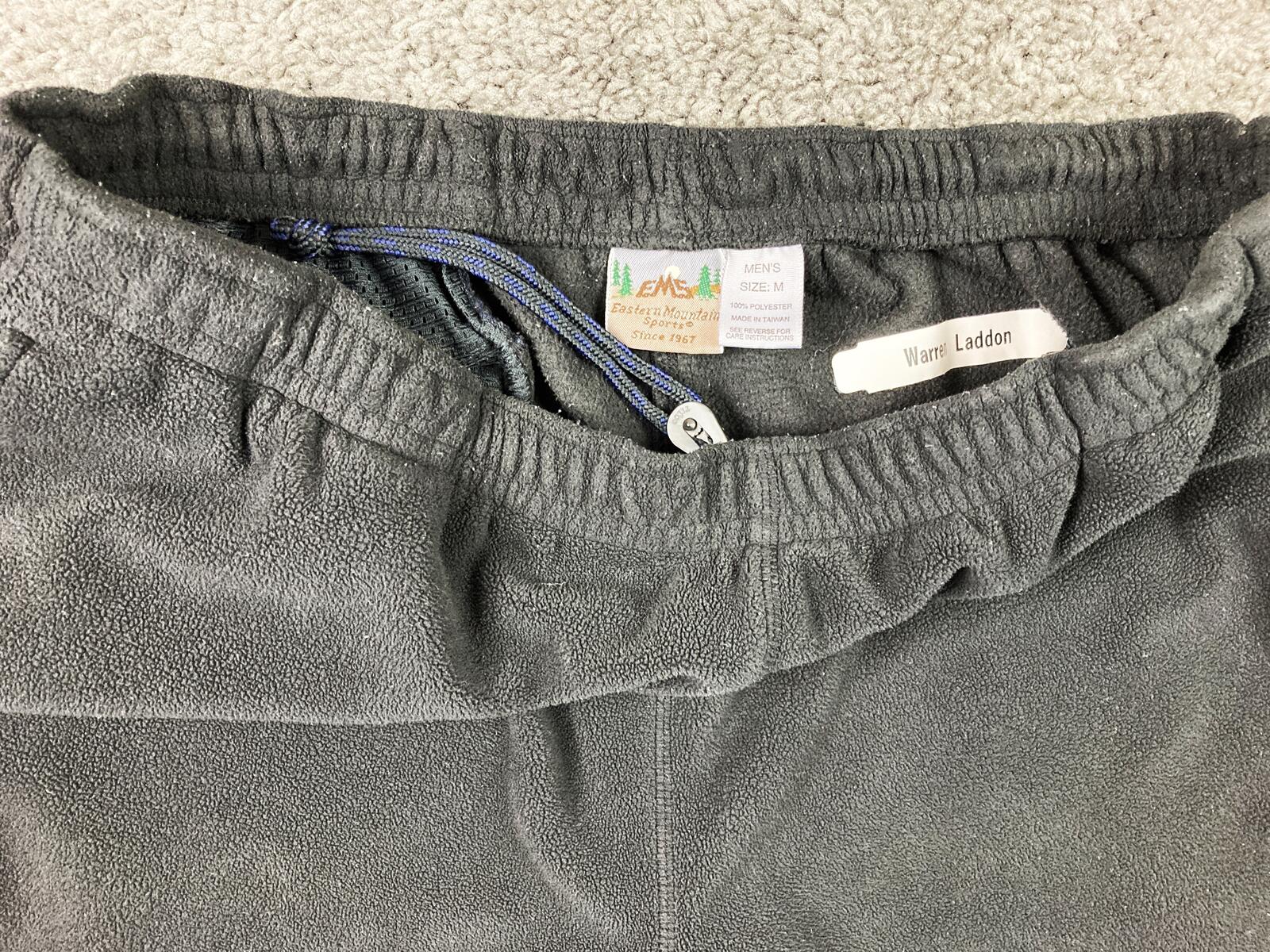 Vintage 90s EMS Eastern Mountain Sports Mens Black Fleece Pants Zipper Pockets M