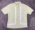 Cubavera Mens Green Guayabera Shirt Rayon Blend Embroidered Retro Camp Casual XL