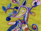 Fig & Flower Shirt Women Size L Tunic Roll Tab Button Golden Yellow Embroidered