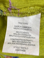 Fig & Flower Shirt Women Size L Tunic Roll Tab Button Golden Yellow Embroidered