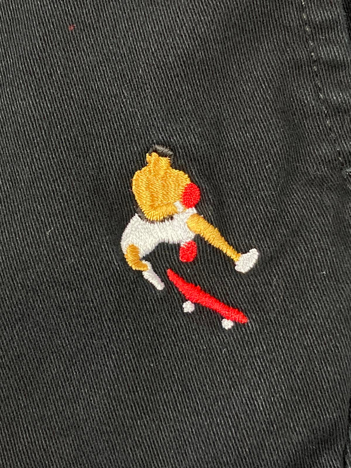 AS Colour Chino Pants Black Embroidered Boxer Skater Logo Size 34
