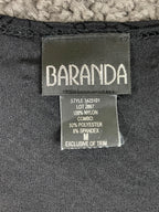 Baranda Top Women XS Black Lace Long Sleeve Velour Fitted Floral Mesh Stretch