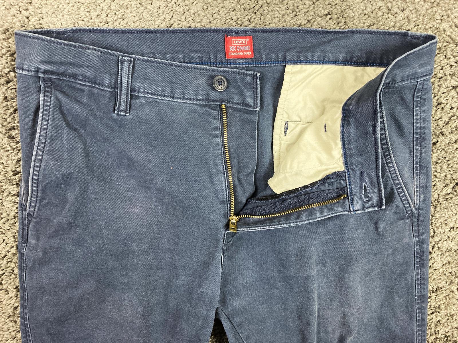 Levi's XX Chino Standard Taper Pants Mens Dark Slate Blue Cotton Stretch 33x31