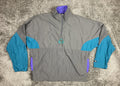 Vintage 90s Above The Rim Hoopwear Windbreaker Jacket Mens Grey Teal 1/4 Zip XL