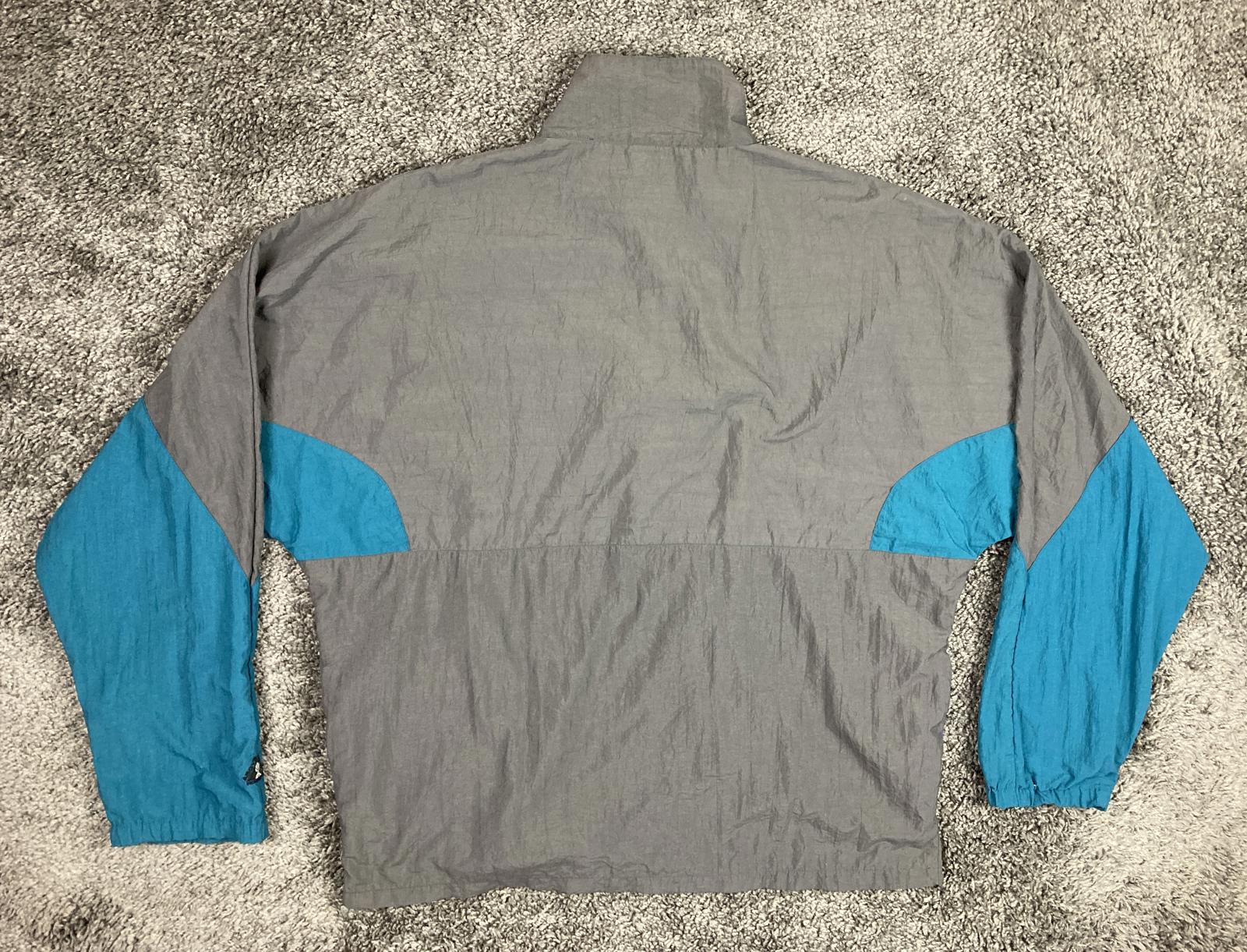 Vintage 90s Above The Rim Hoopwear Windbreaker Jacket Mens Grey Teal 1/4 Zip XL