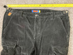 Empyre Relax Black Corduroy Cargo Pants Men's Loose Fit Baggy Skater Size 38x30