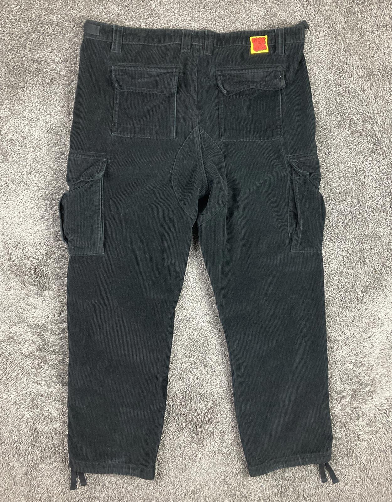 Empyre Relax Black Corduroy Cargo Pants Men's Loose Fit Baggy Skater Size 38x30