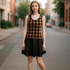 Very J dress Women's Black & Brown Sleeveless Faux leather Sz L