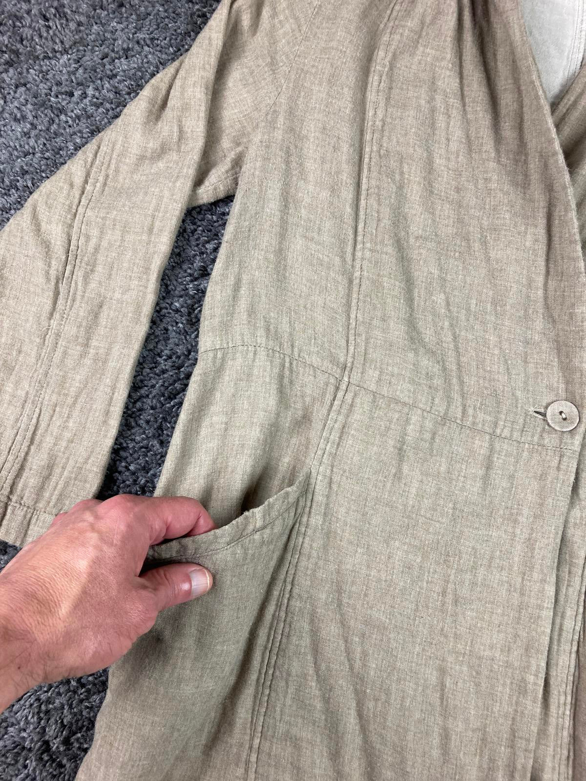 Samansa Mos2 Hooded Wrap Coatigan Long Coat Womens M Beige Cotton Pockets