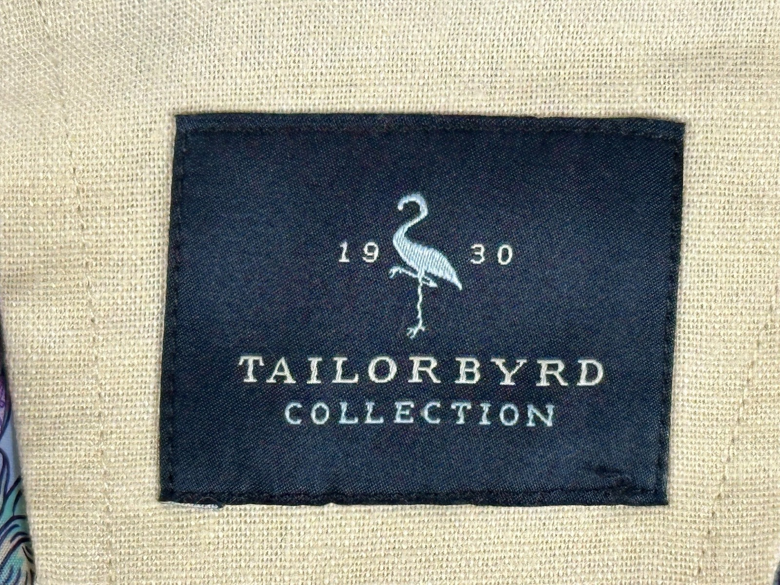 TailorByrd Collection Mens 38R Cream Linen Blend Blazer Paisley Lined Sport Coat